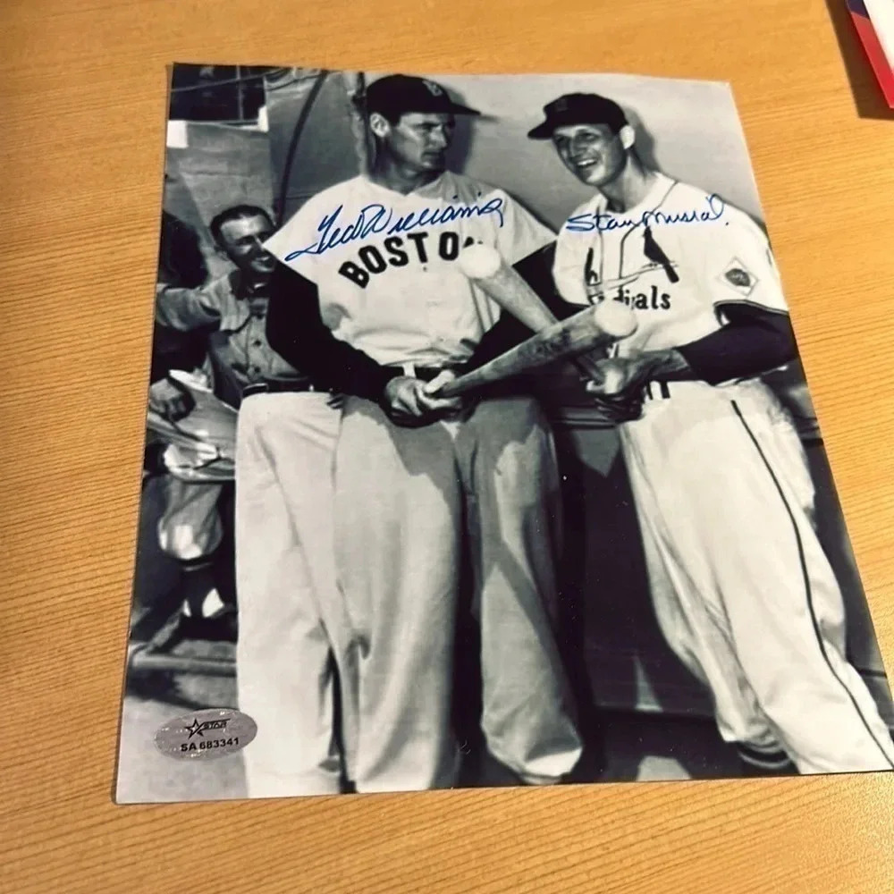 Ted Williams, Stan Musial, autographed 8 x 10 photo